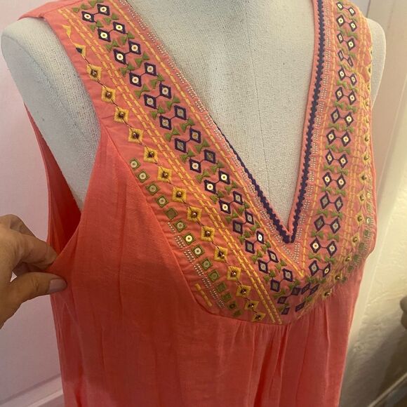 Luxology Gauze Dress Embroidered Sz M - Picture 2 of 7